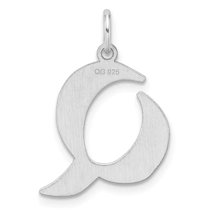 Rings TreasureFineJewelers Small Sterling Silver Rhodiumplated Artisan Block Letter Q Initial Charm