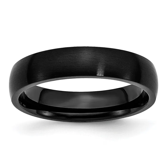 Rings TreasureFineJewelers Stainless Steel 5mm Black IPplated Brushed Band Rings TreasureFineJewelers Stainless Steel 5mm Black IPplated Brushed Band