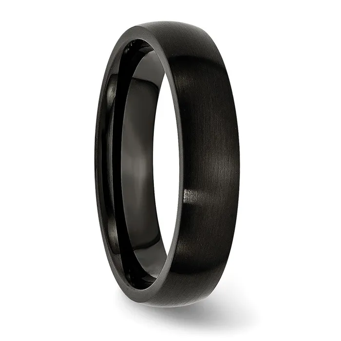 Rings TreasureFineJewelers Stainless Steel 5mm Black IPplated Brushed Band