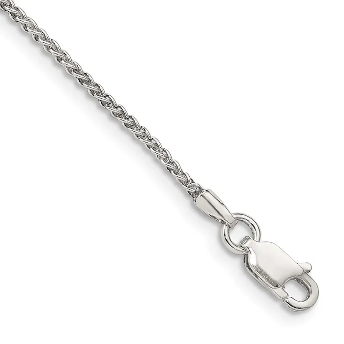 Rings TreasureFineJewelers Sterling Silver 15mm Round Spiga Chain Anklet