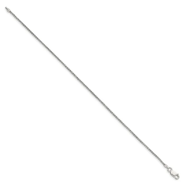 Rings TreasureFineJewelers Sterling Silver 15mm Round Spiga Chain Anklet