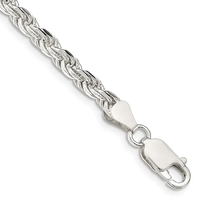 Rings TreasureFineJewelers Sterling Silver 425mm Diamondcut Rope Chain