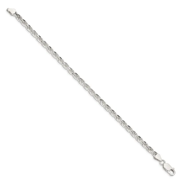 Rings TreasureFineJewelers Sterling Silver 425mm Diamondcut Rope Chain