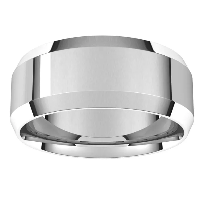 Rings TreasureFineJewelers Sterling Silver 8 mm Beveled Edge Comfort Fit Light Band
