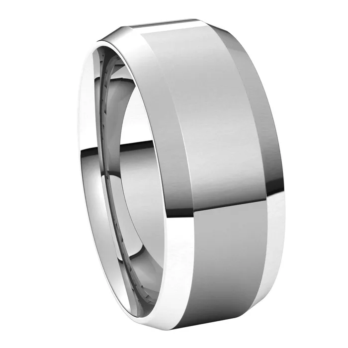 Rings TreasureFineJewelers Sterling Silver 8 mm Beveled Edge Comfort Fit Light Band