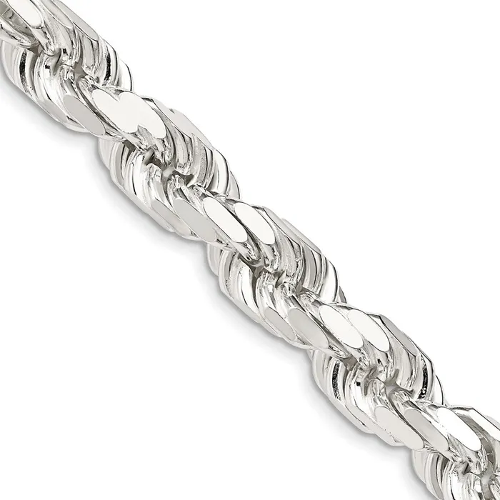 Rings TreasureFineJewelers Sterling Silver 95mm Diamondcut Rope Chain
