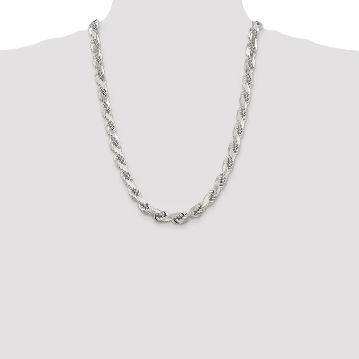 Rings TreasureFineJewelers Sterling Silver 95mm Diamondcut Rope Chain