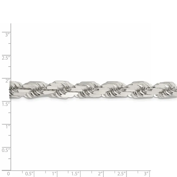 Rings TreasureFineJewelers Sterling Silver 95mm Diamondcut Rope Chain