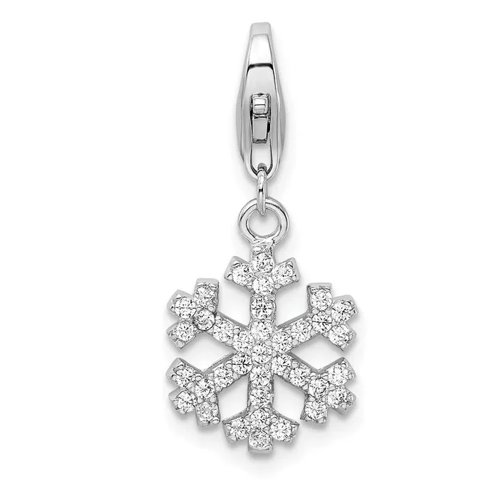 Rings TreasureFineJewelers Sterling Silver Amore La Vita Rhodiumpl Polished CZ Snowflake Charm Rings TreasureFineJewelers Sterling Silver Amore La Vita Rhodiumpl Polished CZ Snowflake Charm