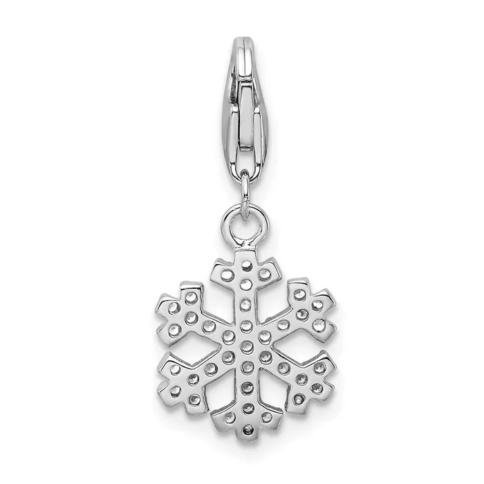 Rings TreasureFineJewelers Sterling Silver Amore La Vita Rhodiumpl Polished CZ Snowflake Charm