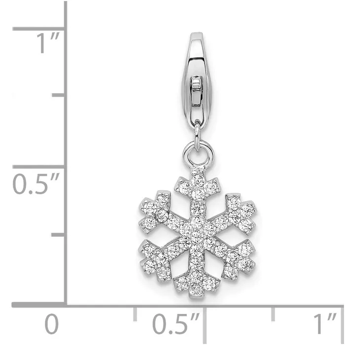 Rings TreasureFineJewelers Sterling Silver Amore La Vita Rhodiumpl Polished CZ Snowflake Charm