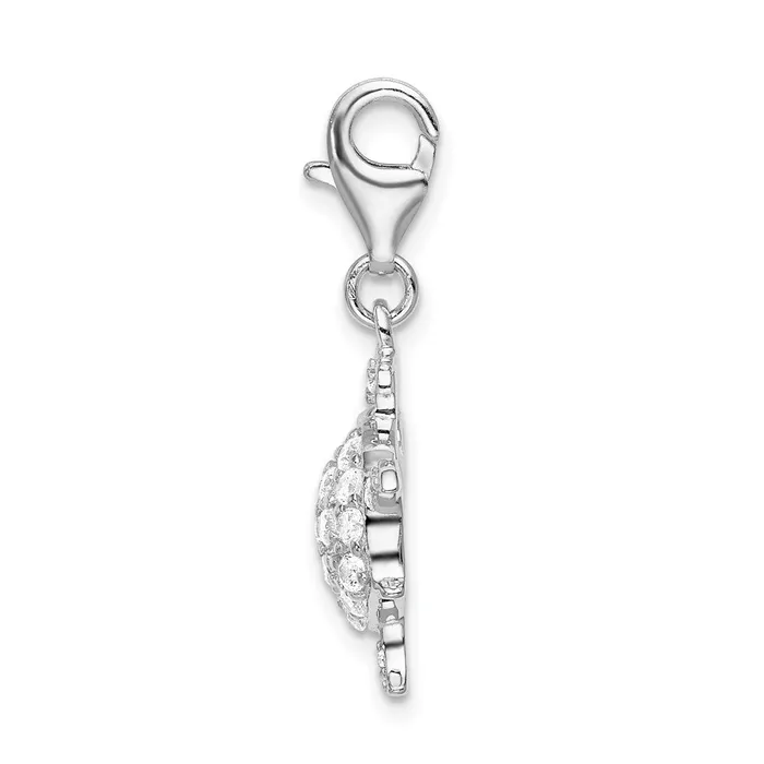 Rings TreasureFineJewelers Sterling Silver Amore La Vita Rhodiumplated Polished CZ Sea Turtle Charm