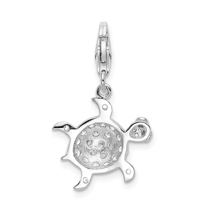 Rings TreasureFineJewelers Sterling Silver Amore La Vita Rhodiumplated Polished CZ Sea Turtle Charm