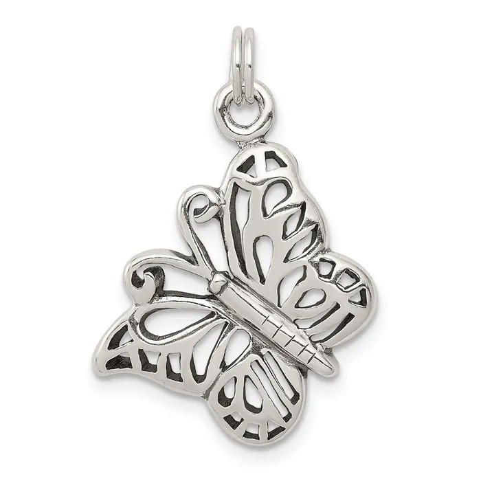 Rings TreasureFineJewelers Sterling Silver Antique Butterfly Charm