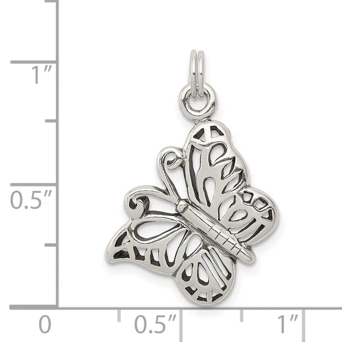 Rings TreasureFineJewelers Sterling Silver Antique Butterfly Charm
