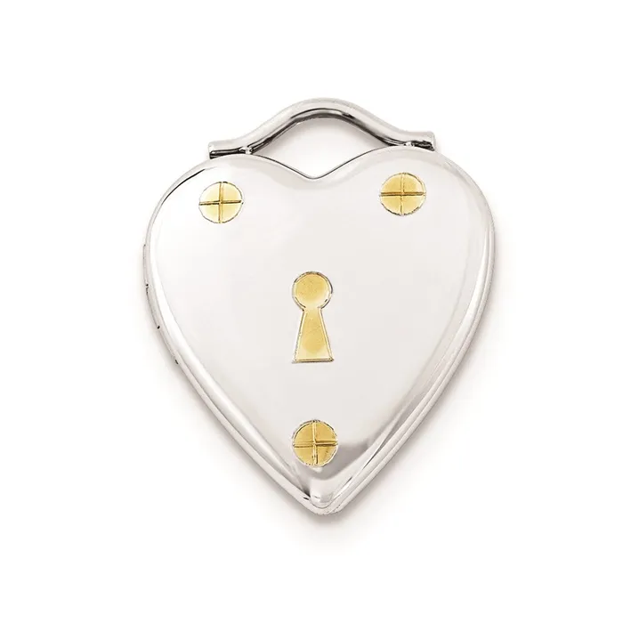 Rings TreasureFineJewelers Sterling Silver Gold Plated 20mm Heart Locket