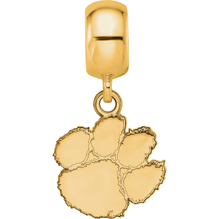 Rings TreasureFineJewelers Sterling Silver Goldplated LogoArt Clemson University Tiger Paw Small Dangle Bead Charm