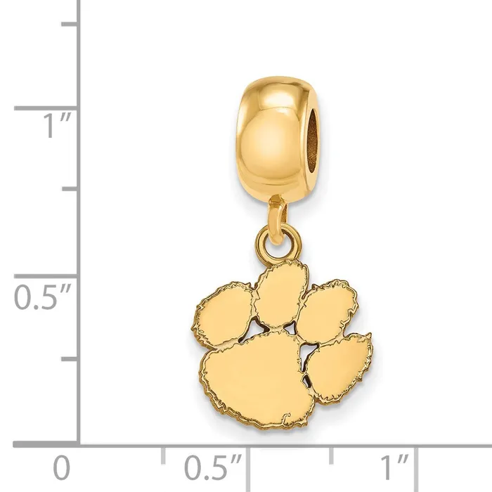 Rings TreasureFineJewelers Sterling Silver Goldplated LogoArt Clemson University Tiger Paw Small Dangle Bead Charm