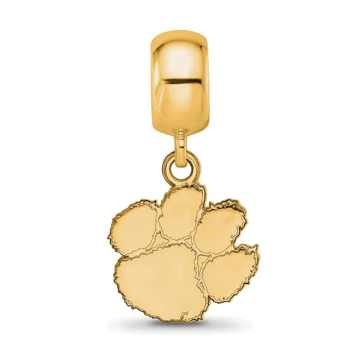 Rings TreasureFineJewelers Sterling Silver Goldplated LogoArt Clemson University Tiger Paw Small Dangle Bead Charm