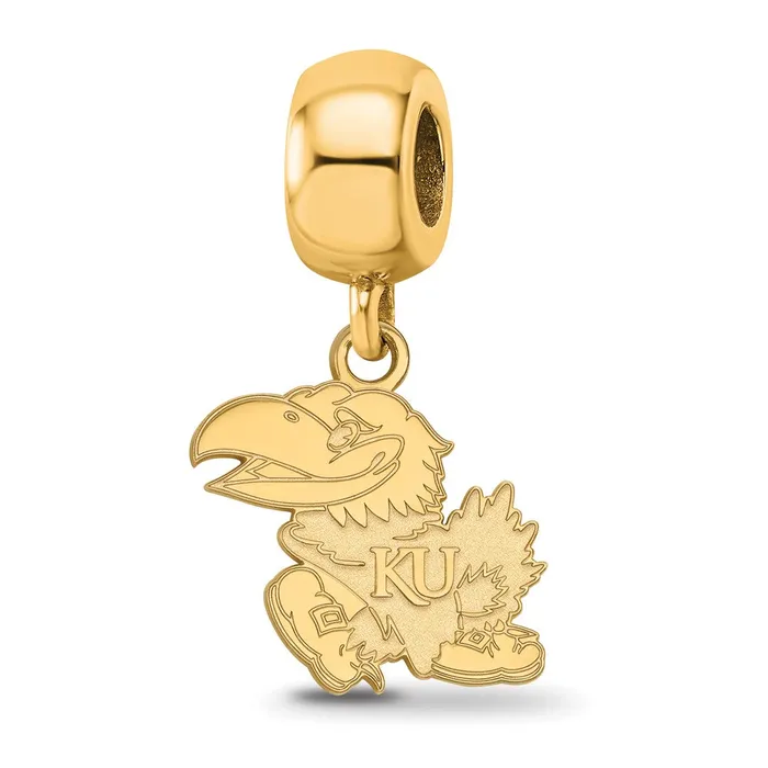 Rings TreasureFineJewelers Sterling Silver Goldplated LogoArt University of Kansas Jayhawk Small Dangle Bead Charm Rings TreasureFineJewelers Sterling Silver Goldplated LogoArt University of Kansas Jayhawk Small Dangle Bead Charm