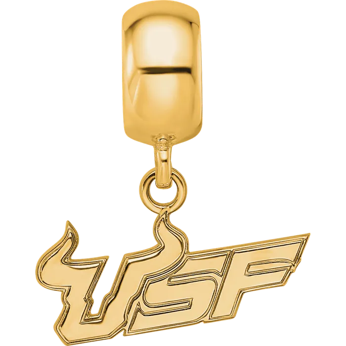 Rings TreasureFineJewelers Sterling Silver Goldplated LogoArt University of South Florida USF Small Dangle Bead Charm