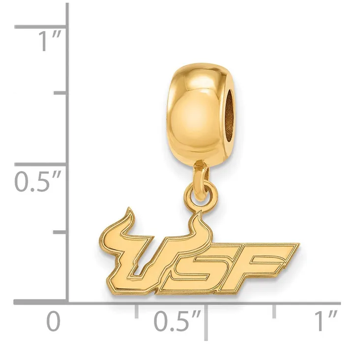 Rings TreasureFineJewelers Sterling Silver Goldplated LogoArt University of South Florida USF Small Dangle Bead Charm