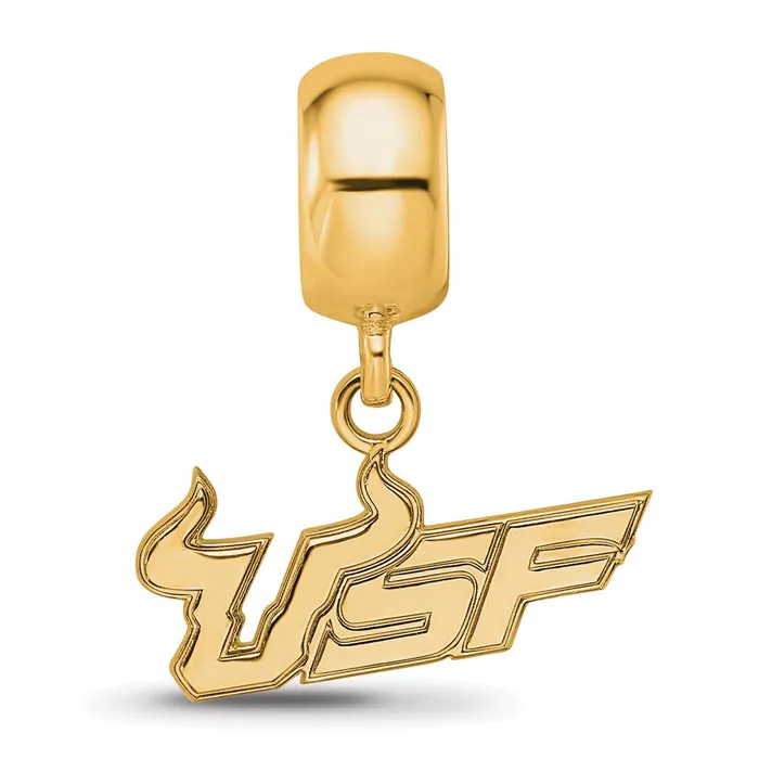 Rings TreasureFineJewelers Sterling Silver Goldplated LogoArt University of South Florida USF Small Dangle Bead Charm