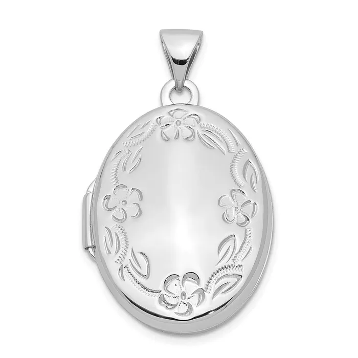 Rings TreasureFineJewelers Sterling Silver Rhodiumplated 21mm Floral Oval Locket Rings TreasureFineJewelers Sterling Silver Rhodiumplated 21mm Floral Oval Locket