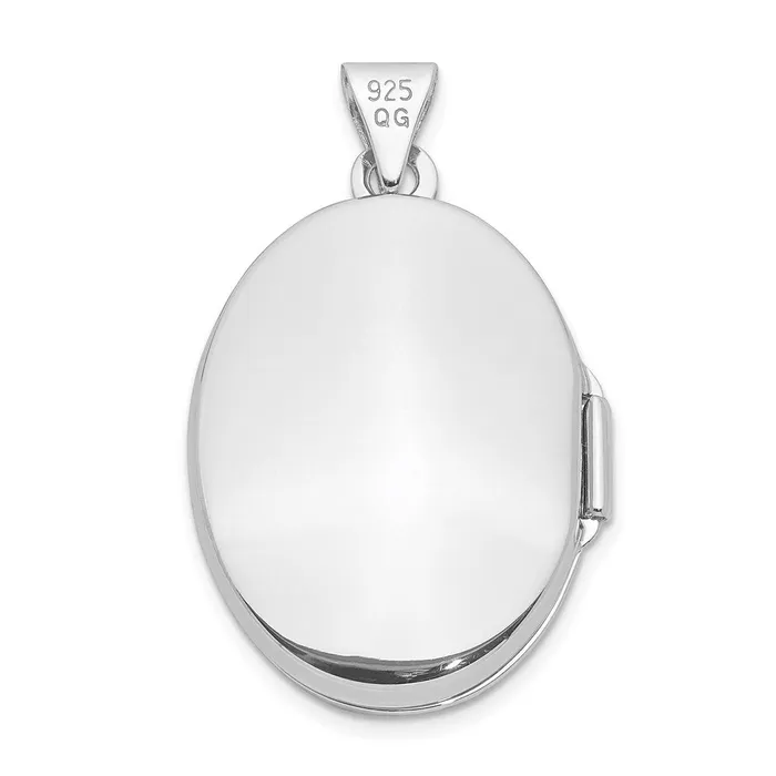 Rings TreasureFineJewelers Sterling Silver Rhodiumplated 21mm Floral Oval Locket