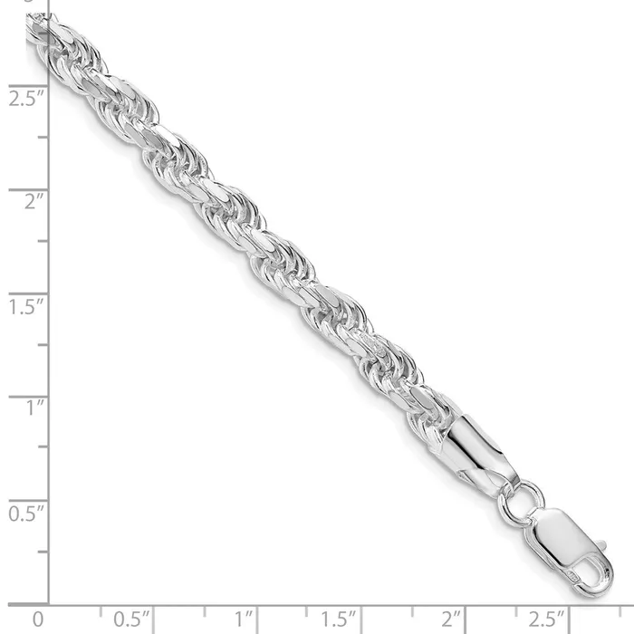 Rings TreasureFineJewelers Sterling Silver Rhodiumplated 575mm Diamondcut Rope Chain