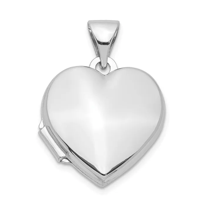 Rings TreasureFineJewelers Sterling Silver Rhodiumplated Plain 15mm Heart Locket