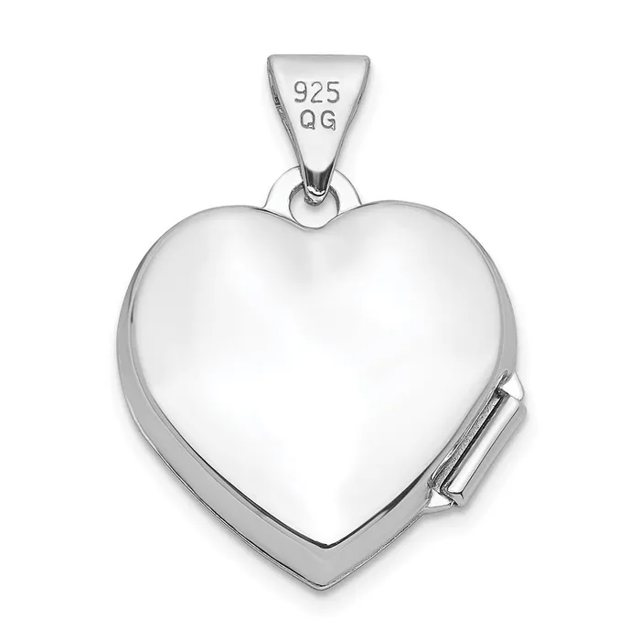 Rings TreasureFineJewelers Sterling Silver Rhodiumplated Plain 15mm Heart Locket