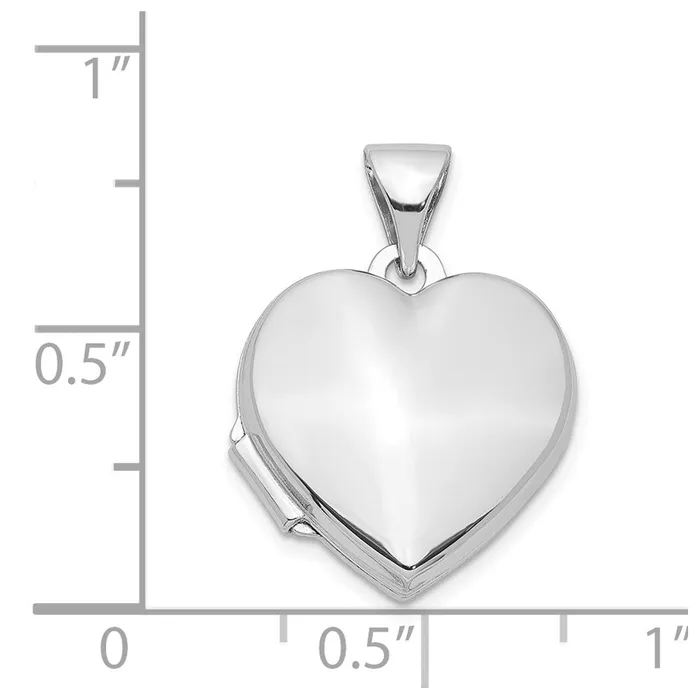 Rings TreasureFineJewelers Sterling Silver Rhodiumplated Plain 15mm Heart Locket