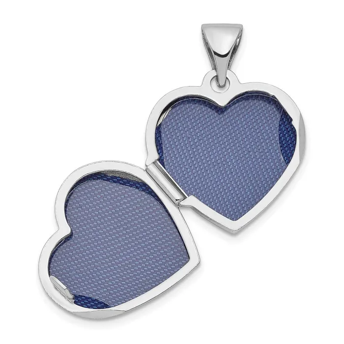 Rings TreasureFineJewelers Sterling Silver Rhodiumplated Plain 15mm Heart Locket