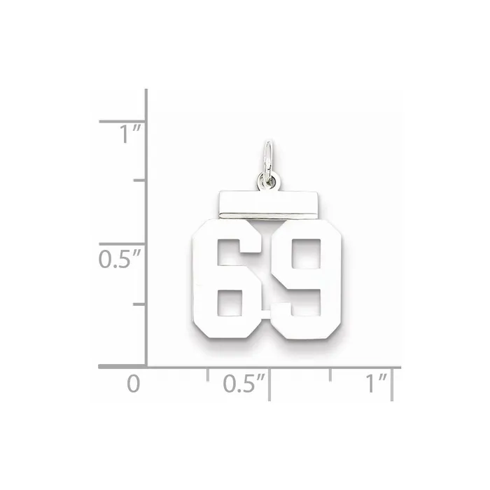 Rings TreasureFineJewelers Sterling SilverRhodiumplated Polished Number 69 Charm