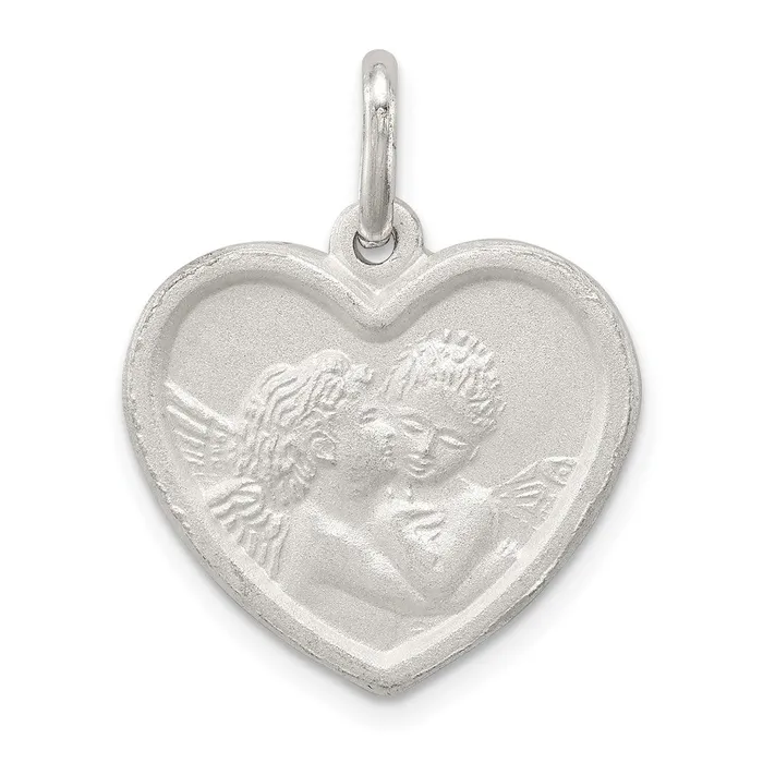 Rings TreasureFineJewelers Sterling Silver Satin Angel Heart Charm