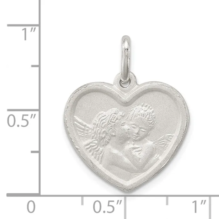 Rings TreasureFineJewelers Sterling Silver Satin Angel Heart Charm