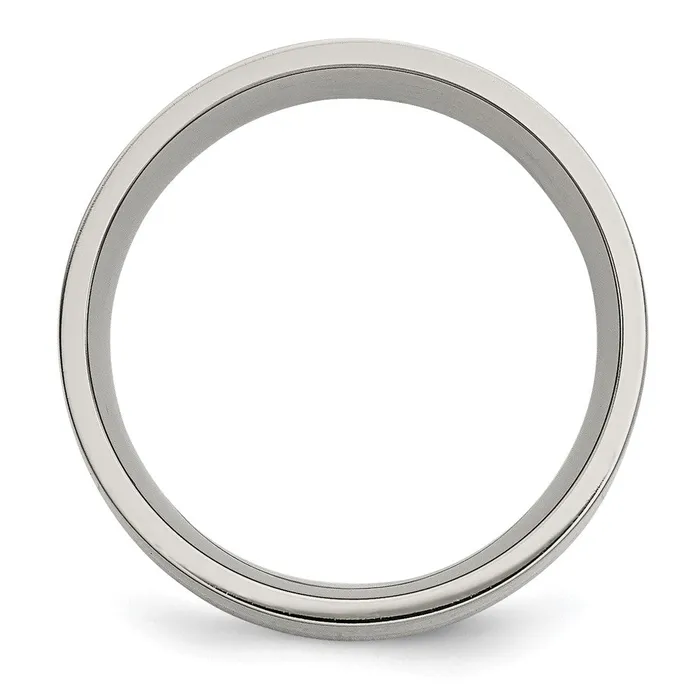 Rings TreasureFineJewelers Titanium Brushed w14k Yellow Gold Inlay 8mm Flat Band