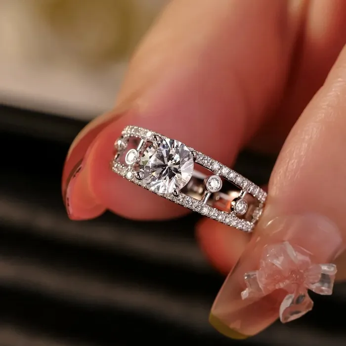 Rings Trendolla Jewelry 925 Silver Single Hollow Moissanite Ring