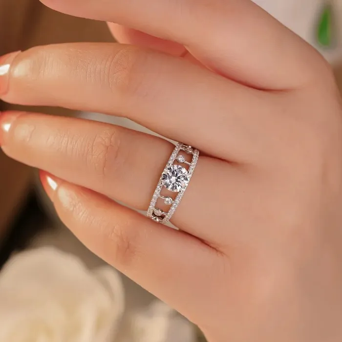 Rings Trendolla Jewelry 925 Silver Single Hollow Moissanite Ring