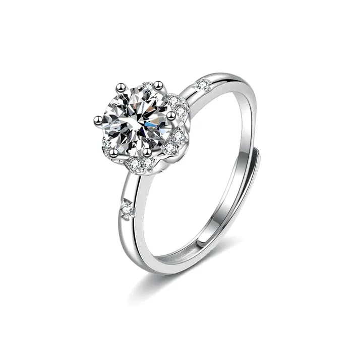 Rings Trendolla Jewelry Classic Flower Circle Moissanite Ring