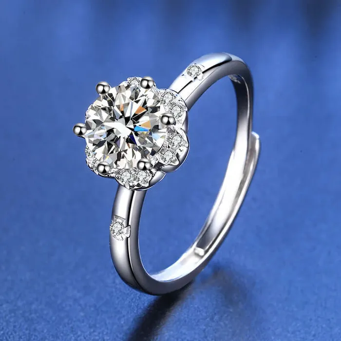 Rings Trendolla Jewelry Classic Flower Circle Moissanite Ring