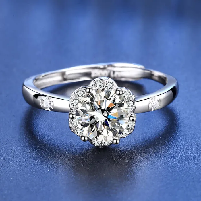 Rings Trendolla Jewelry Classic Flower Circle Moissanite Ring