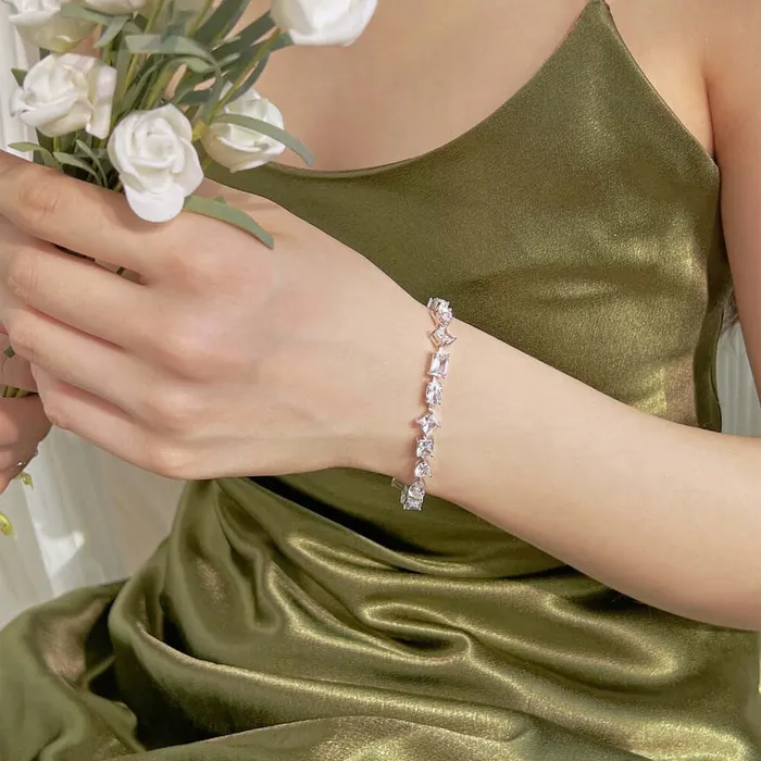 Shaped Diamond Silver Tennis Bracelet Trendolla Jewelry Bracelets