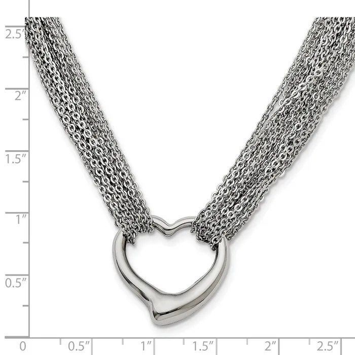 Stainless Steel Polished Multi Strand Heart Toggle 17in Necklace TreasureFineJewelers Necklaces