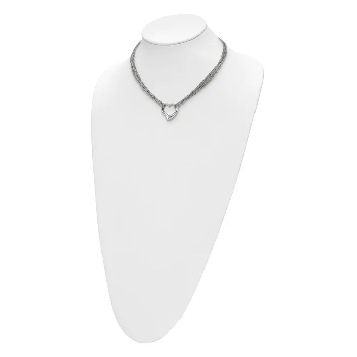 Stainless Steel Polished Multi Strand Heart Toggle 17in Necklace TreasureFineJewelers Necklaces