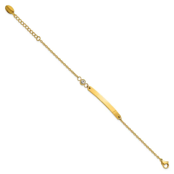 Stainless Steel Polished Yellow IP Crystal 675in w1in ext ID Bracelet TreasureFineJewelers Bracelets