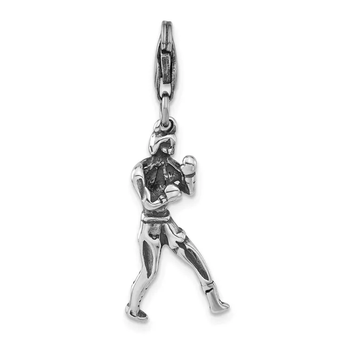 Sterling Silver 3D Antiqued Boxer wLobster Clasp Charm TreasureFineJewelers Rings Sterling Silver 3D Antiqued Boxer wLobster Clasp Charm TreasureFineJewelers Rings