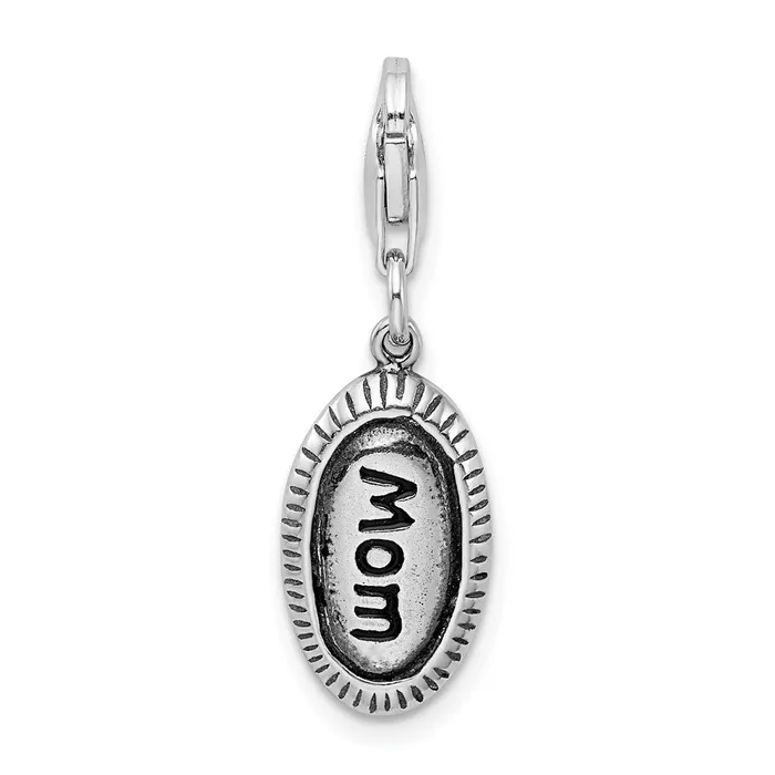 Sterling Silver Amore La Vita Rhodiumpl Antiqued Polished MOM Charm TreasureFineJewelers Rings Sterling Silver Amore La Vita Rhodiumpl Antiqued Polished MOM Charm TreasureFineJewelers Rings