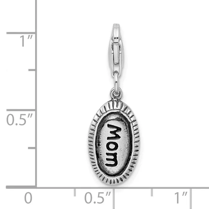 Sterling Silver Amore La Vita Rhodiumpl Antiqued Polished MOM Charm TreasureFineJewelers Rings